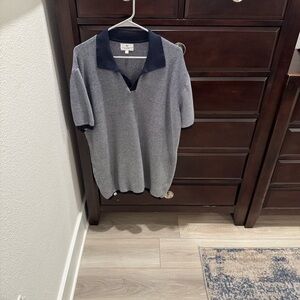 Simply Southern Men's Short-Sleeve Polo in Heather Gray with Navy Trim